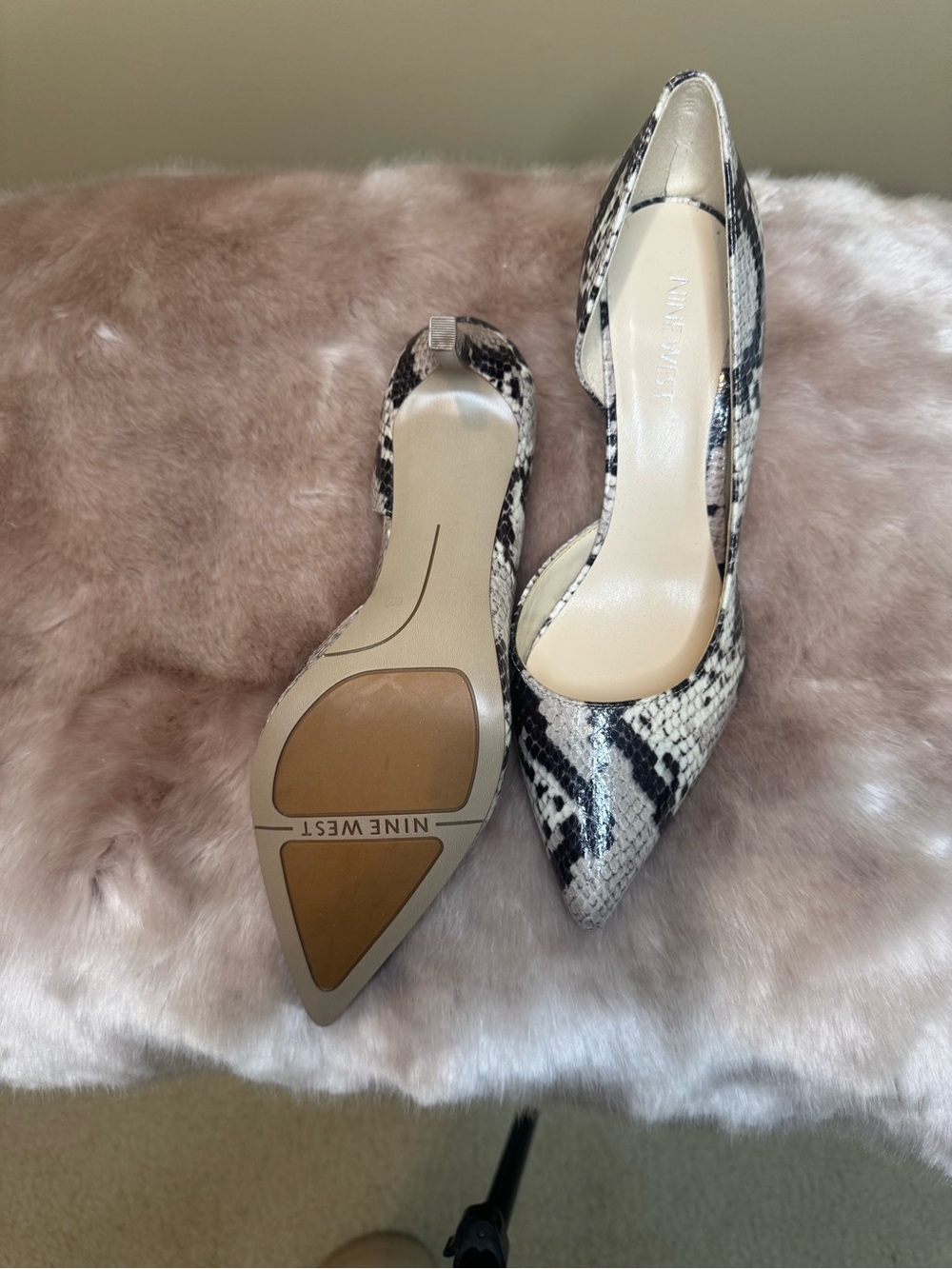 Nine West Snake-Print D'Orsay Pump in Black & Cream - Picture 4 of 6
